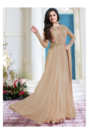 Drashti Dhami beige color georgette anarkali kameez